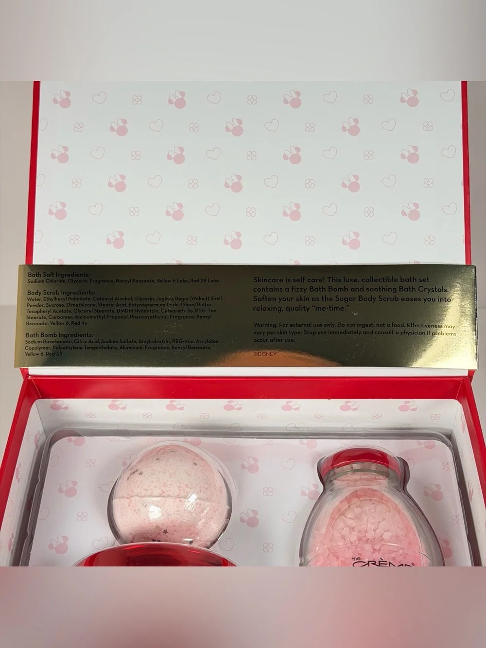 The Creme Shop Disney Minnie Mouse Candy Cane Sweetheart Spa Gift Set 3 Pc Box